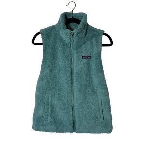 Patagonia Los Gatos Fleece Vest Womens‎ Medium Teal Blue Full Zip High Pile Soft